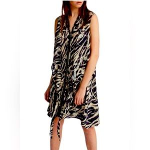 All Saints Jayda Silk Dress | Color: Black/Cream print | Size M